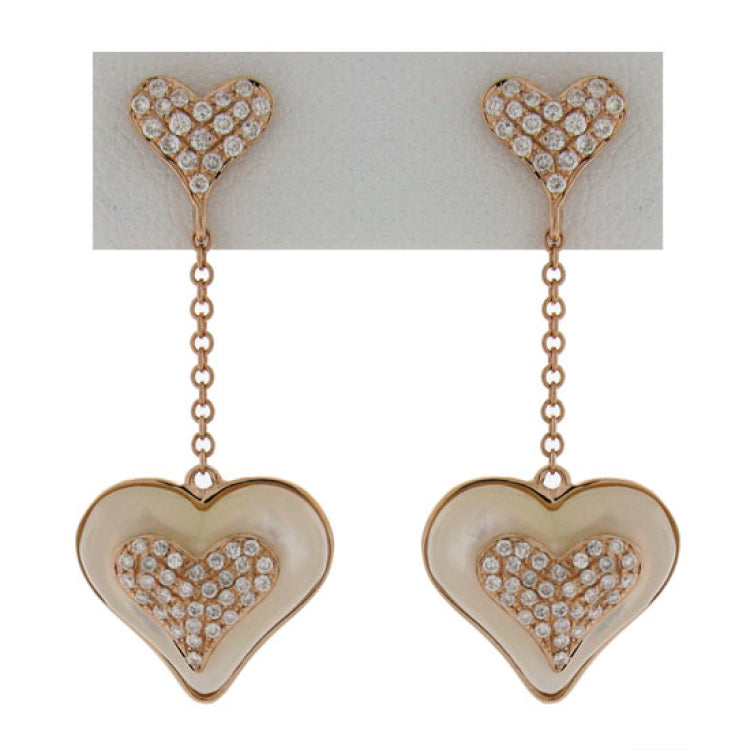 0.45ct 14k Rose Gold Diamond & Mother Of Pearl Heart Earring