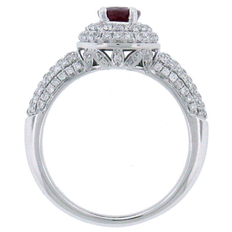 0.72ct Diamond & 1.15ct Glass Filled Ruby 14k White Gold Ring