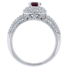 0.72ct Diamond & 1.15ct Glass Filled Ruby 14k White Gold Ring