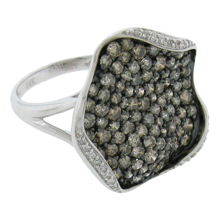 2.13ct 14k White Gold White & Champagne Diamond Ring