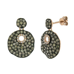 1.84ct 14k Rose Gold White & Champagne Diamond Earring