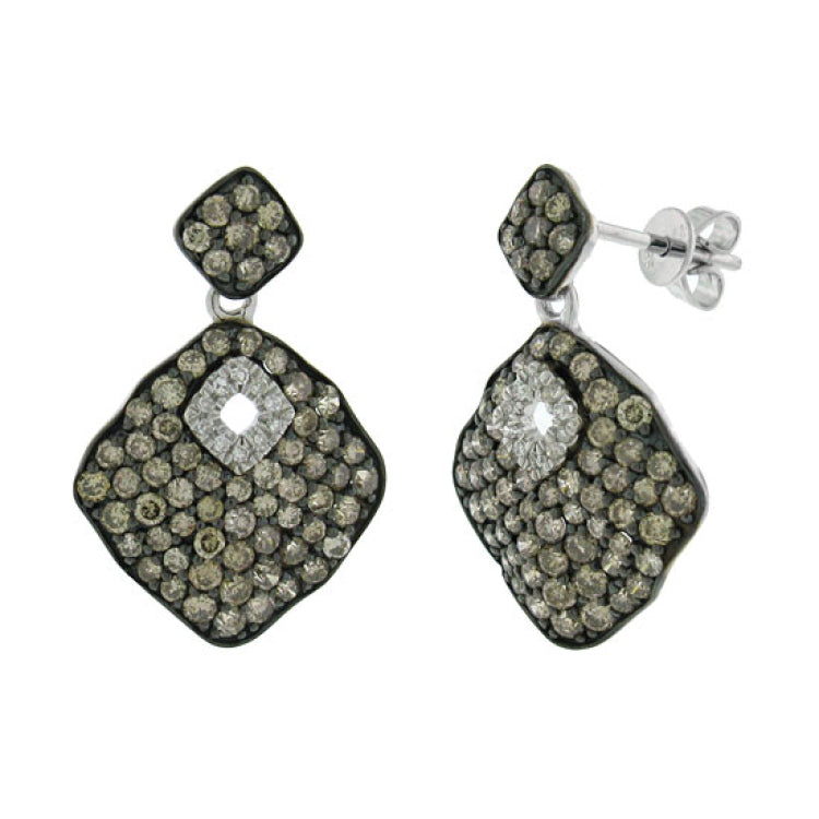 1.81ct 14k White Gold White & Champagne Diamond Earring