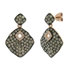 1.81ct 14k Rose Gold White & Champagne Diamond Earring