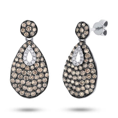 1.80ct 14k White Gold White & Champagne Diamond Earring
