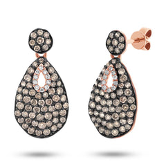 1.80ct 14k Rose Gold White & Champagne Diamond Earring