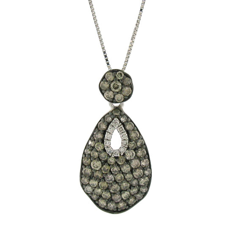 0.89ct 14k White Gold White & Champagne Diamond Pendant