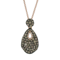 0.89ct 14k Rose Gold White & Champagne Diamond Pendant