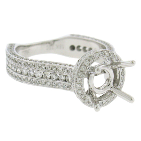 1.60ct 18k White Gold Diamond Semi-mount Ring Size 7