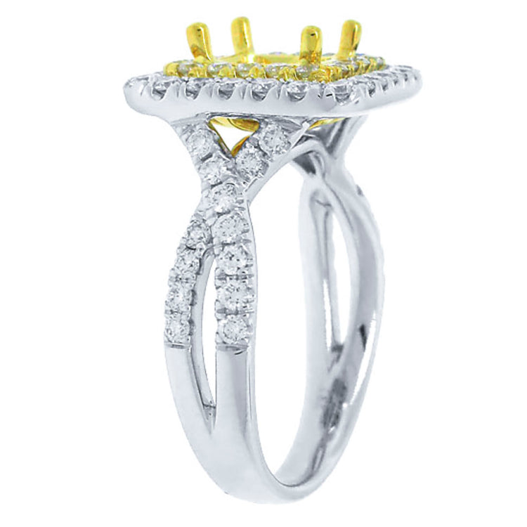 0.98ct 18k Two-tone Gold Diamond Semi-mount Ring