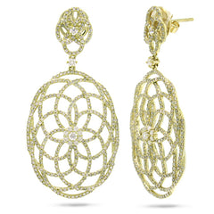 2.58ct 14k Yellow Gold Diamond Lace Earring