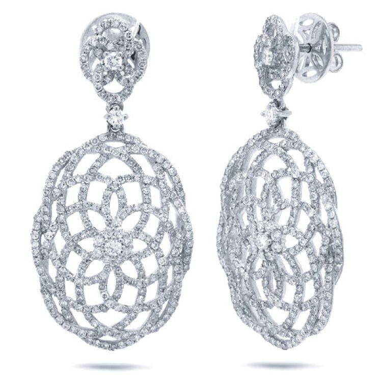 2.18ct 14k White Gold Diamond Lace Earring