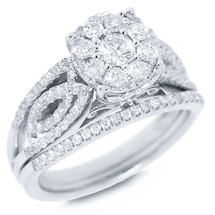 1.04ct 14k White Gold Diamond Wedding Set