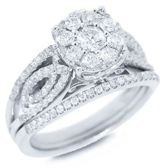 1.04ct 14k White Gold Diamond Wedding Set