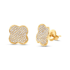 0.53ct 14k Yellow Gold Diamond Pave Clover Stud Earring
