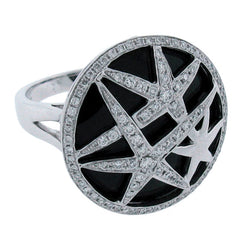 0.50ct 14k White Gold Diamond & Black Onyx Ring