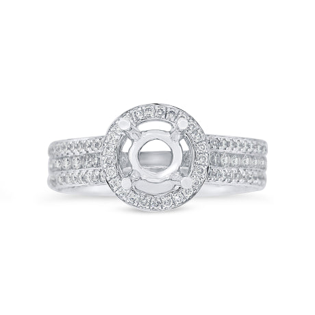 1.60ct 18k White Gold Diamond Semi-mount Ring for 1.00ct Center Size 7