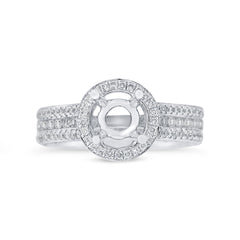 1.60ct 18k White Gold Diamond Semi-mount Ring for 1.00ct Center Size 7