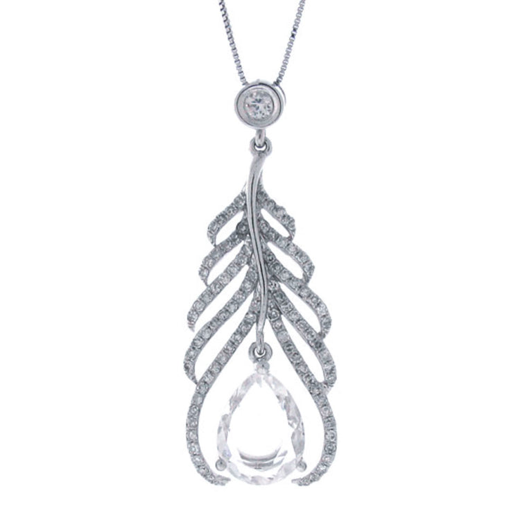 0.55ct Diamond & 2.06ct White Topaz 14k White Gold Pendant