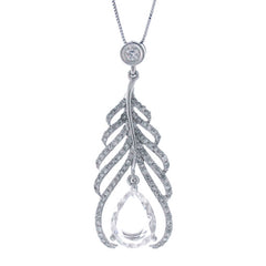 0.55ct Diamond & 2.06ct White Topaz 14k White Gold Pendant