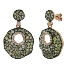 3.37ct 14k Rose Gold White & Multi-color Diamond Earring