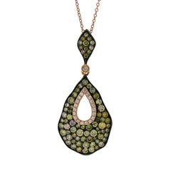 2.53ct 14k Rose Gold White & Multi-color Diamond Pendant
