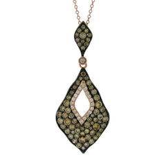 2.13ct 14k Rose Gold White & Champagne Diamond Pendant