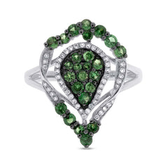 0.16ct Diamond & 0.85ct Green Garnet 14k White Gold Ring