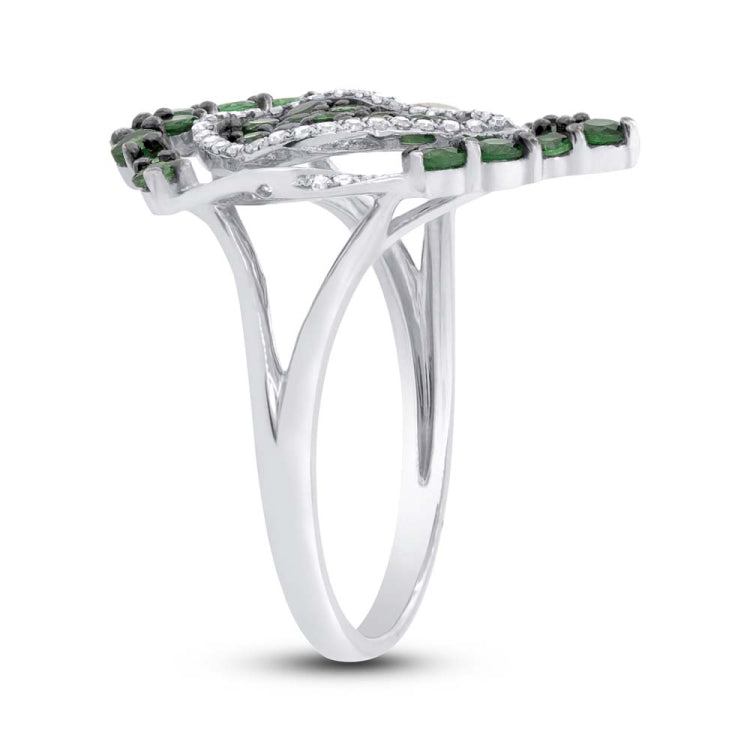 0.16ct Diamond & 0.85ct Green Garnet 14k White Gold Ring