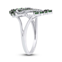 0.16ct Diamond & 0.85ct Green Garnet 14k White Gold Ring
