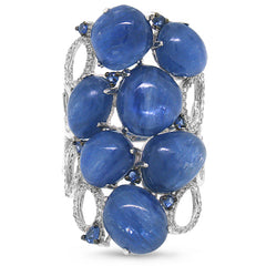 0.29ct Diamond & 22.67ct Kyanite & Blue Sapphire 14k White Gold Ring