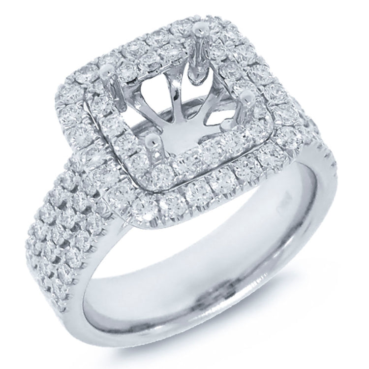 1.08ct 18k White Gold Diamond Semi-mount Ring