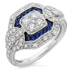 0.62ct Diamond & 0.17ct Blue Sapphire 14k White Gold Ring