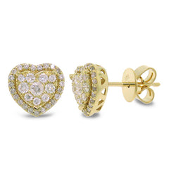 0.41ct 14k Yellow Gold Diamond Heart Stud Earring