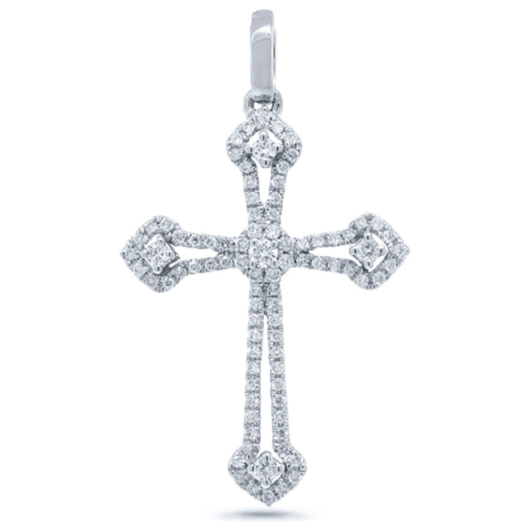 0.30ct 14k White Gold Diamond Cross Necklace
