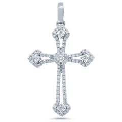 0.30ct 14k White Gold Diamond Cross Necklace