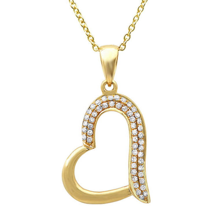 0.13ct 14k Yellow Gold Diamond Heart Necklace