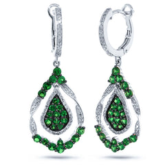 0.37ct Diamond & 1.63ct Green Garnet 14k White Gold Earring