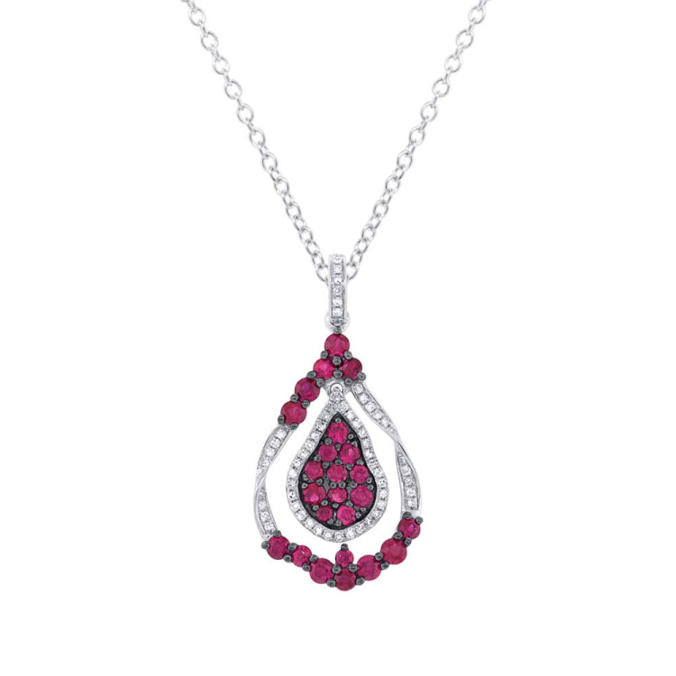 0.14ct Diamond & 1.27ct Ruby 14k White Gold Pendant