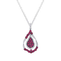 0.14ct Diamond & 1.27ct Ruby 14k White Gold Pendant