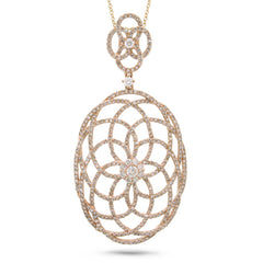 1.46ct 14k Rose Gold Diamond Lace Pendant