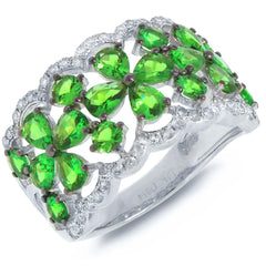0.36ct Diamond & 2.49ct Green Garnet 14k White Gold Ring