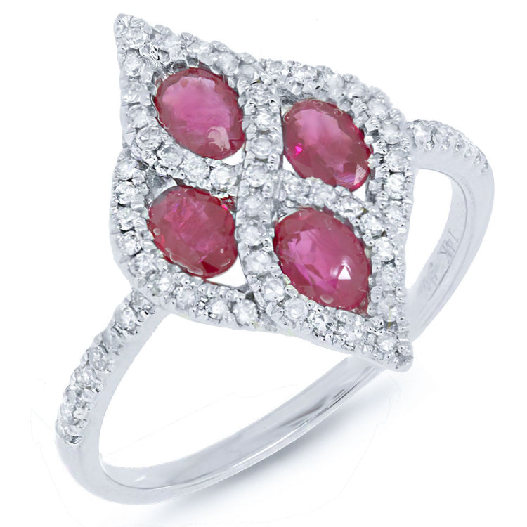 0.24ct Diamond & 0.97ct Ruby 14k White Gold Ring