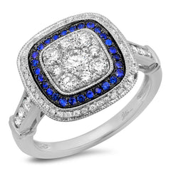 0.77ct Diamond & 0.16ct Blue Sapphire 14k White Gold Ring