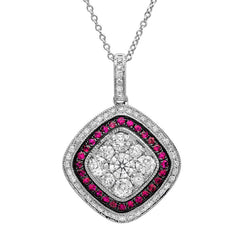 0.81ct Diamond & 0.21ct Ruby 14k White Gold Pendant