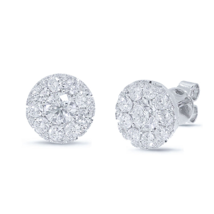 0.82ct Round Brilliant Center and 0.85ct Side 14k White Gold Diamond Stud Earring