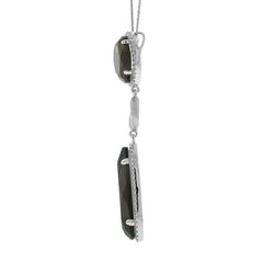 0.44ct Diamond & 11.83ct Smokey Topaz 14k White Gold Pendant