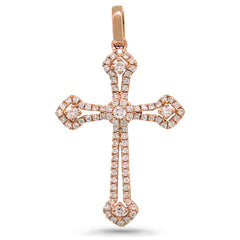 0.30ct 14k Rose Gold Diamond Cross Necklace