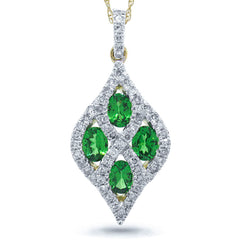 0.26ct Diamond & 0.66ct Green Garnet 14k Two-tone Gold Pendant