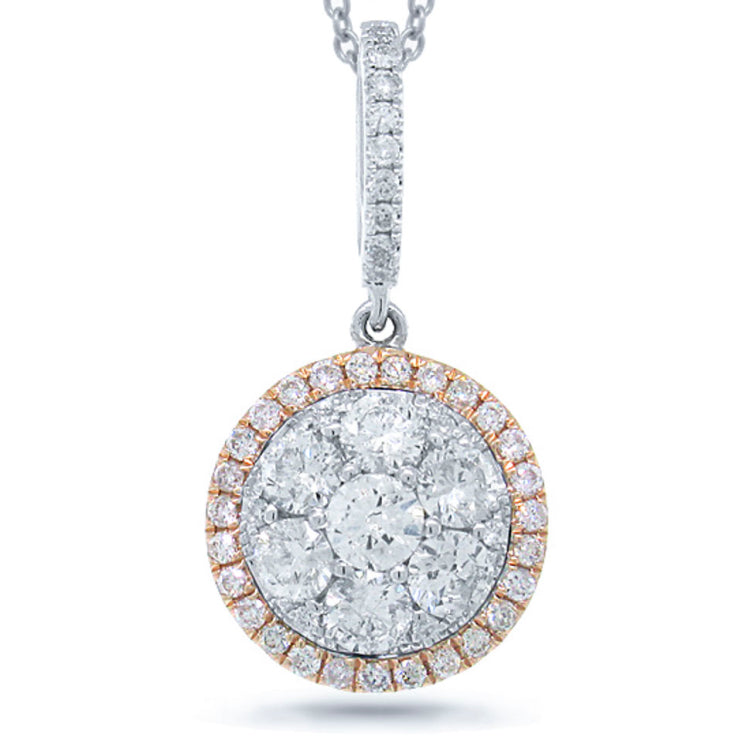 0.88ct 14k Two-tone Rose Gold Diamond Cluster Pendant
