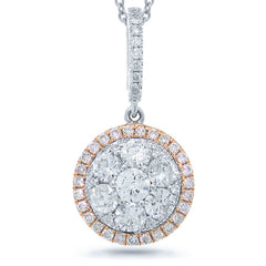 0.88ct 14k Two-tone Rose Gold Diamond Cluster Pendant